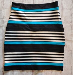 Express Black and Blue Midi Pencil Skirt